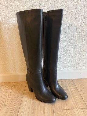 ALDO black wide calf knee high Leather Boots size 7.5. Brand new, never worn!